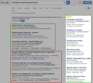 Barre latérale Google Adwords